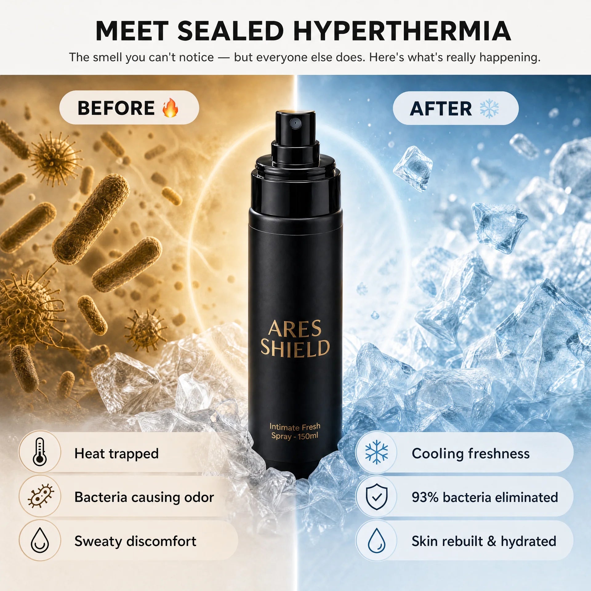 ARES Shield - Spray protecteur intime antibactérien pour hommes